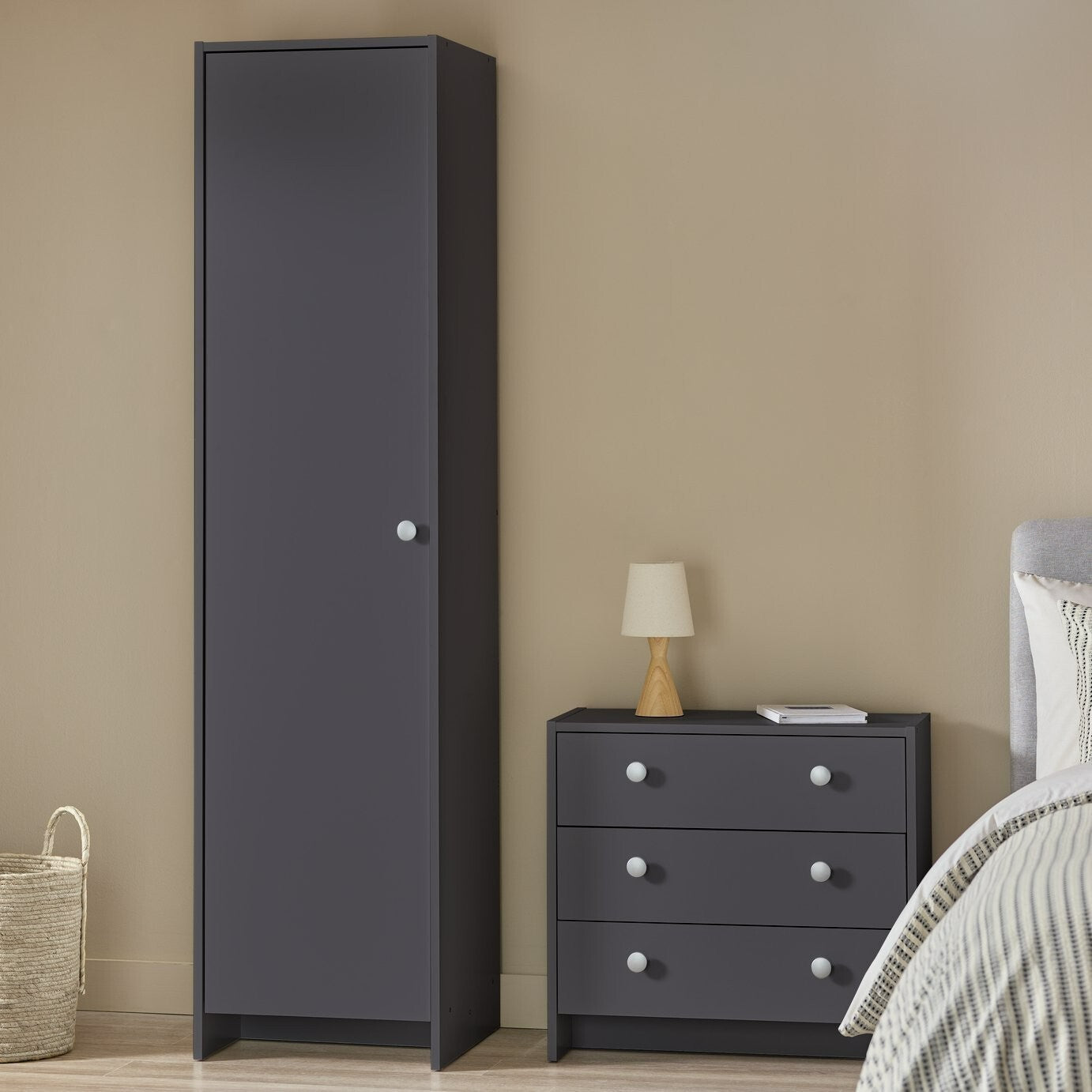 Seville 1 Door Wardrobe - Anthracite
