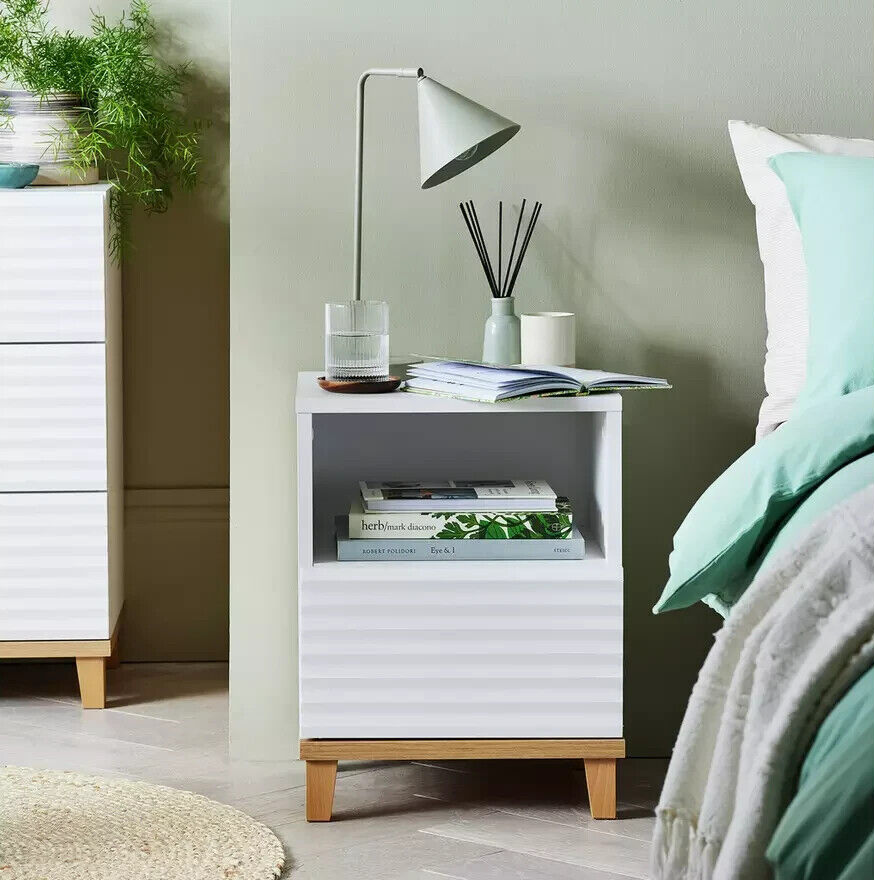 Habitat Cleo 1 Drawer Bedside Table - White