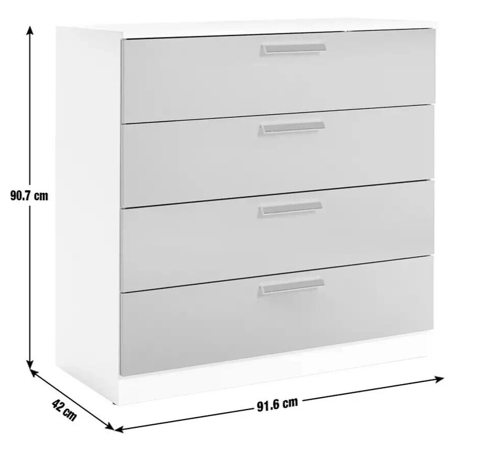 Habitat Munich 4 Drawer Chest - Grey Gloss