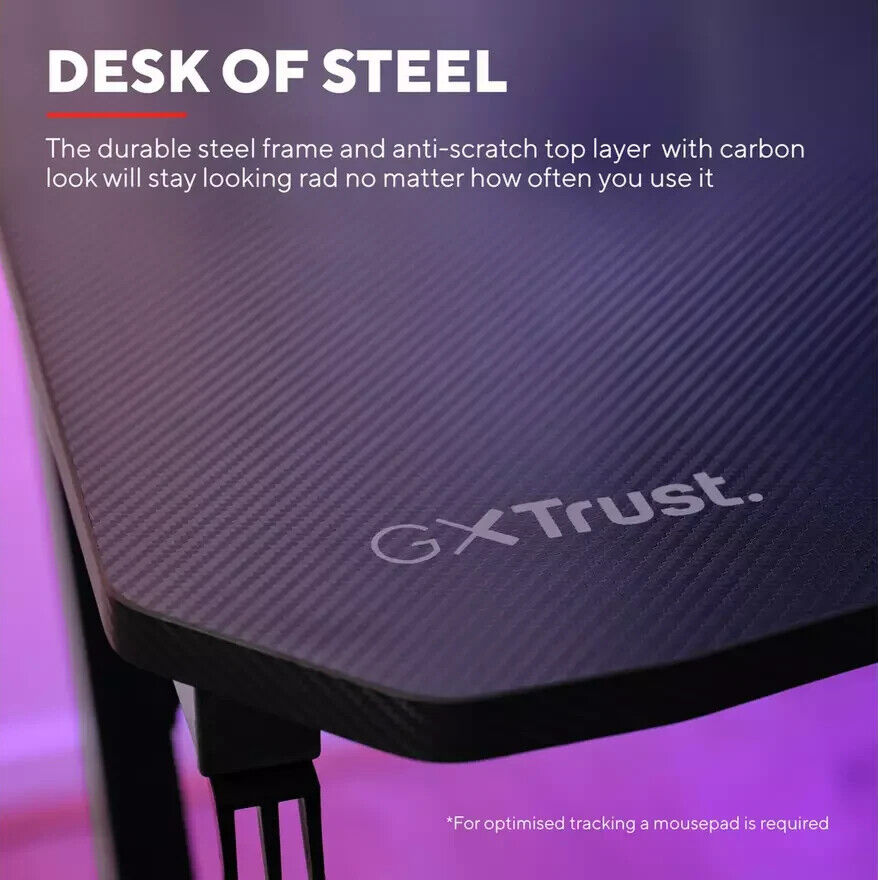 Trust GXT700 Omnius Gaming Desk - Black | Gaming Table Cup Holder Headset Hook