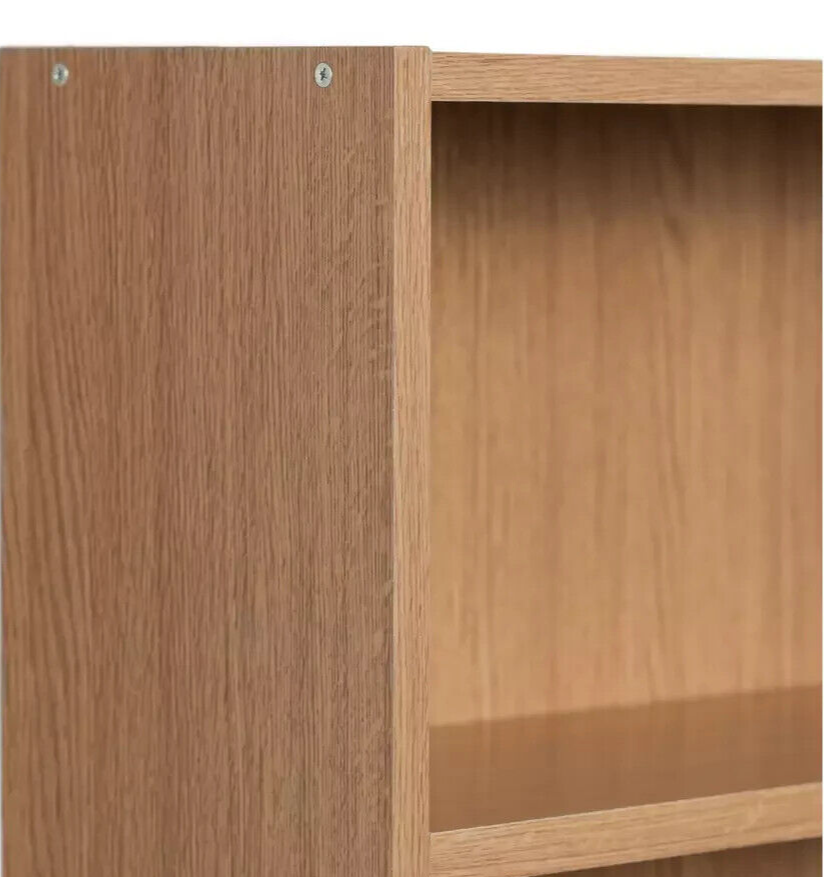 Maine 6 Shelf Bookcase - Shelving Storage Unit Display Cabinet - Oak Effect