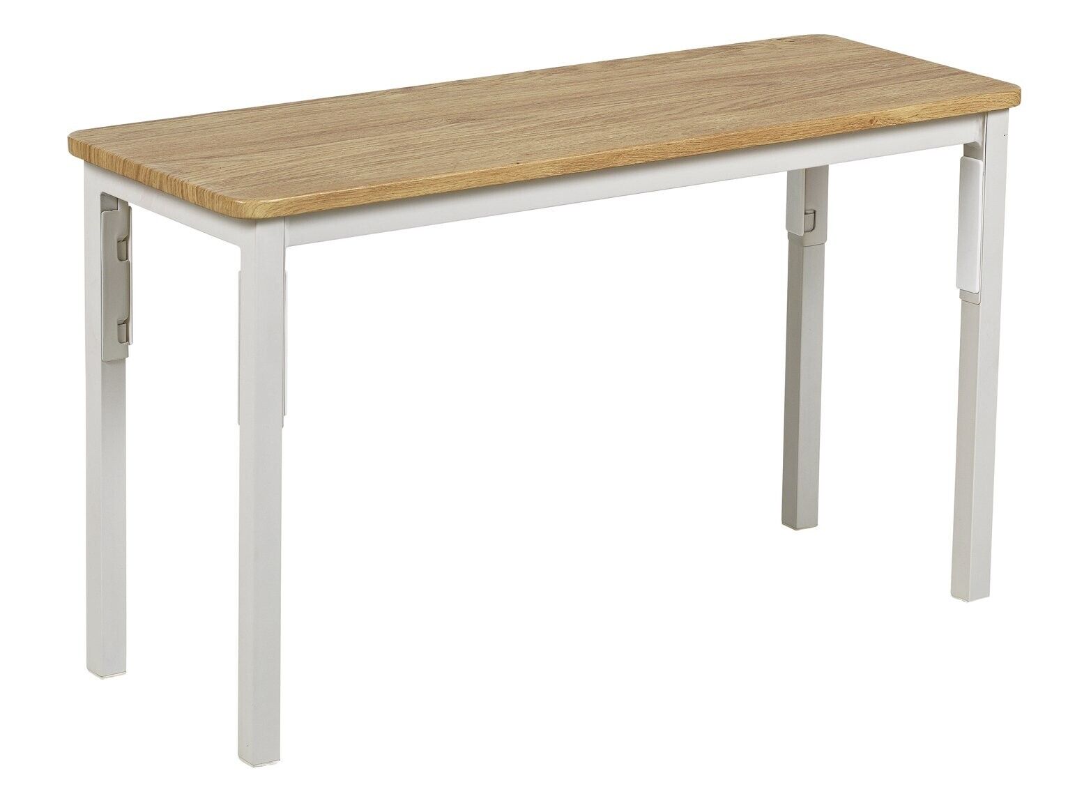 Home Bolitzo Oak Dining Table & 2 White Benches | Sturdy Kitchen Furniture Set
