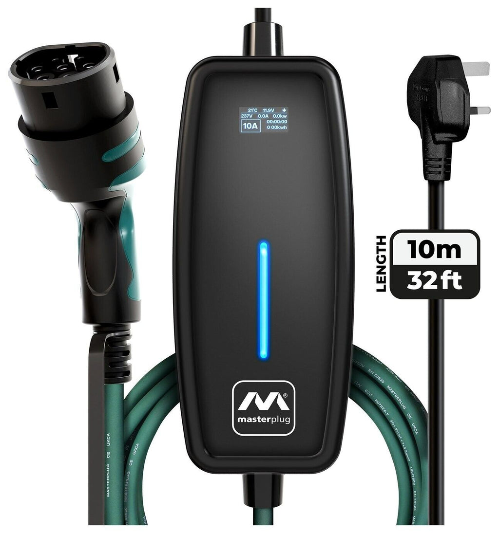 Masterplug 10m Mode 2 EV Charging Cable with 13A 3-Pin Plug