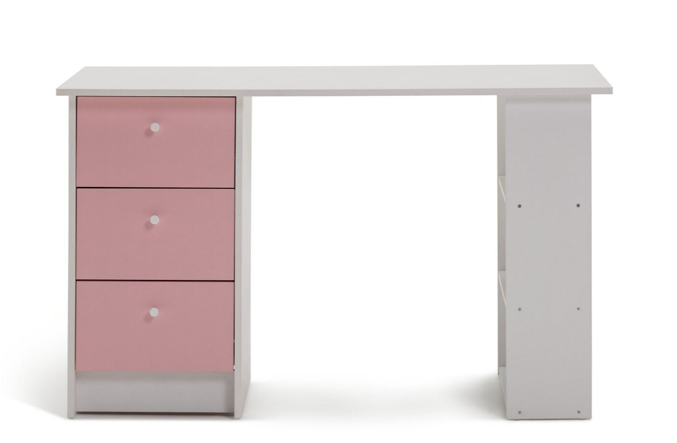 Kids Malibu 3 Drawers Desk - Pink & White