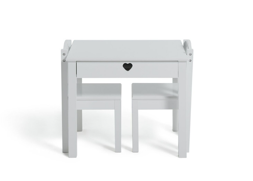Mia Kids Table & 2 Chairs - White
