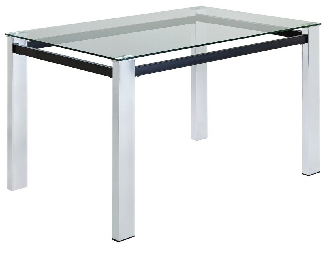 Home Fitz Glass Dining Table & 4 Black Chairs | Modern Kitchen Furniture Set