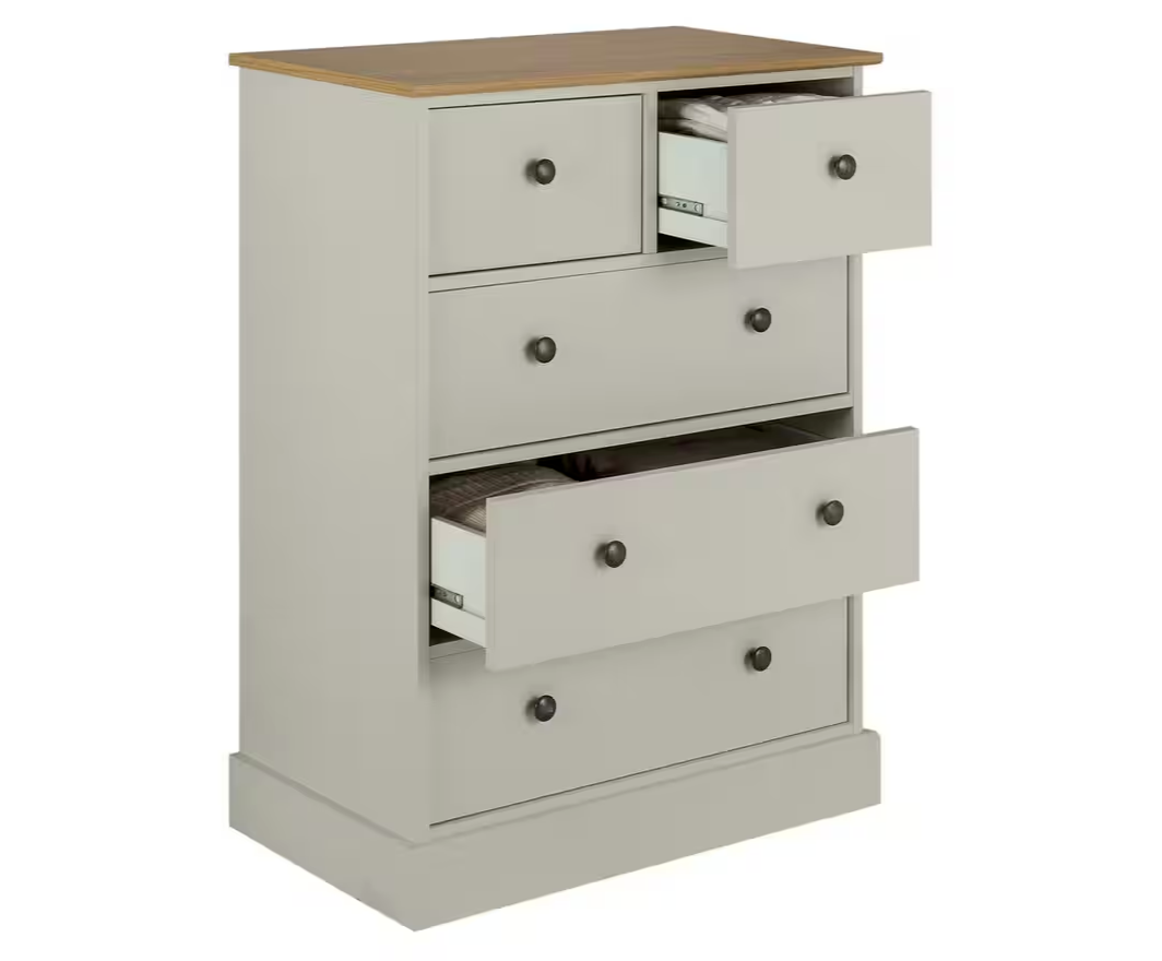 Kensington 3+2 Drw Chest - Soft Grey & Oak Effect