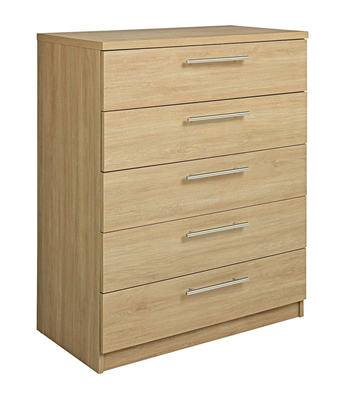 Home Brisbane 5 Drawer Chest | Tall Bedroom Storage Cabinet Drawers Unit Grey