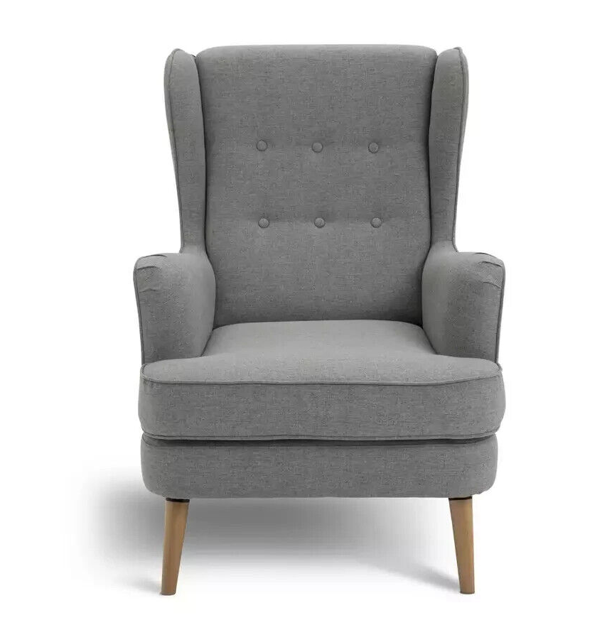 Habitat Callie Self Assembly Fabric Wingback Chair - Grey | Comfortable Stylish