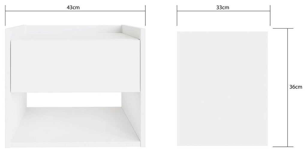 GFW Harmony 2 Wall Mounted Bedside Table Set - White