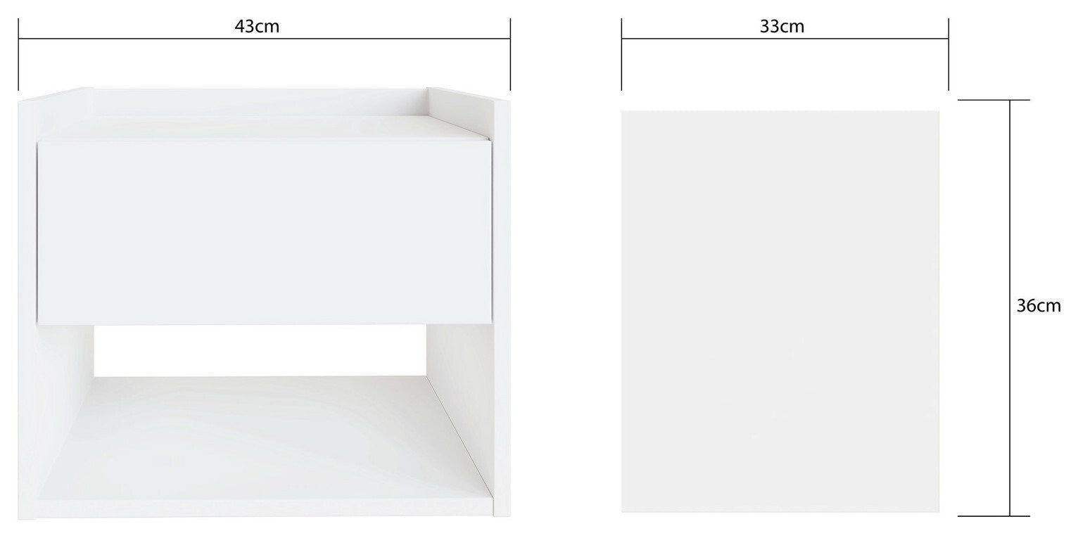 GFW Harmony 2 Wall Mounted Bedside Table Set - White
