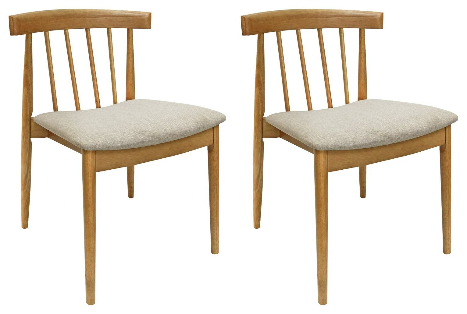 SBN Goran Pair of Solid Wood Chair - Natural