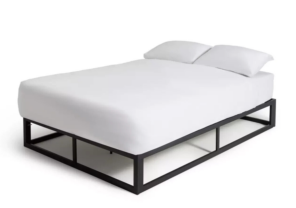 Platform Double Metal Bed Frame - Black | Bedroom Furniture for Teen or Guest Ro