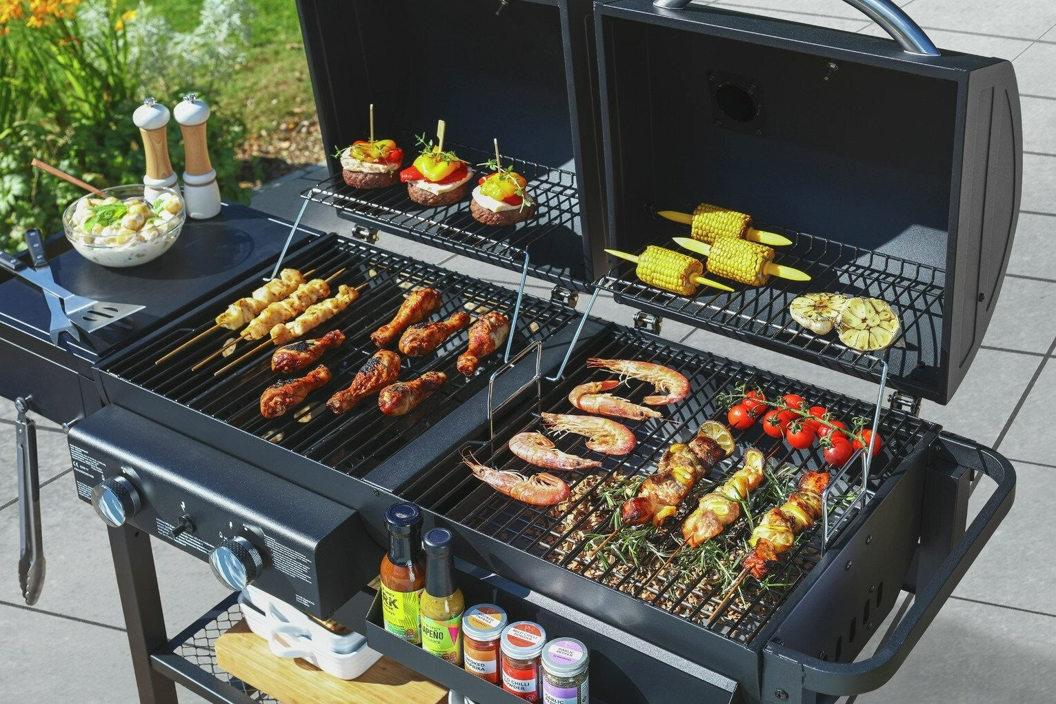 2 Burner Gas And Charcoal BBQ