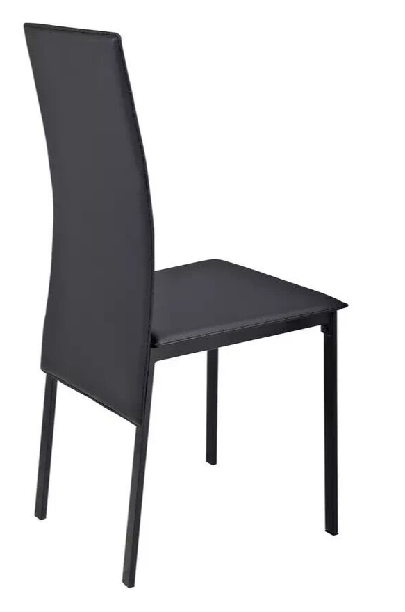 Lido Glass Dining Table 4 Chairs in Black 120cm For Kitchen or Living Room