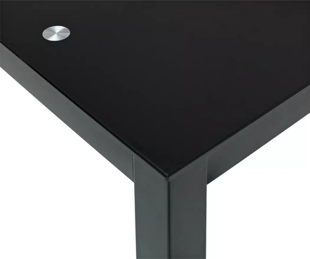 Lido Glass Dining Table 4 Chairs in Black 120cm For Kitchen or Living Room