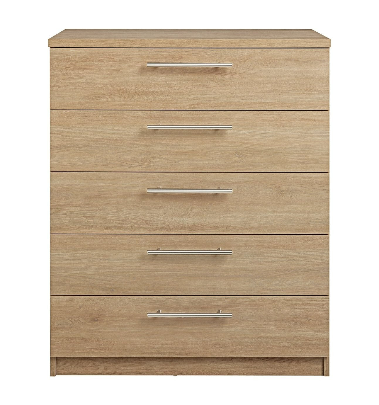 Home Brisbane 5 Drawer Chest | Tall Bedroom Storage Cabinet Drawers Unit Grey