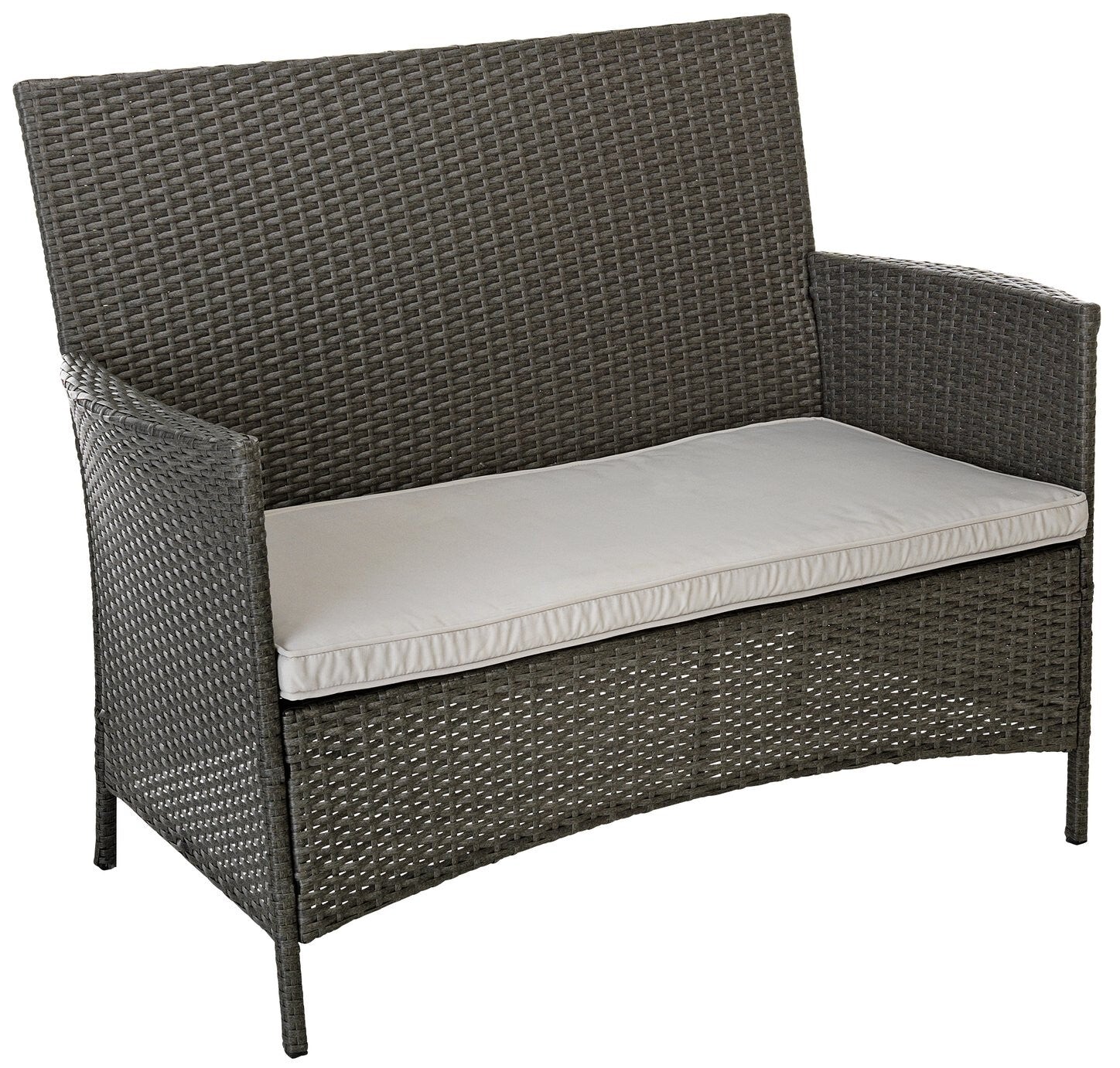 Home 6 Seater Rattan Effect Garden Sofa Set- Dark Grey | Outdoor Patio Furniture