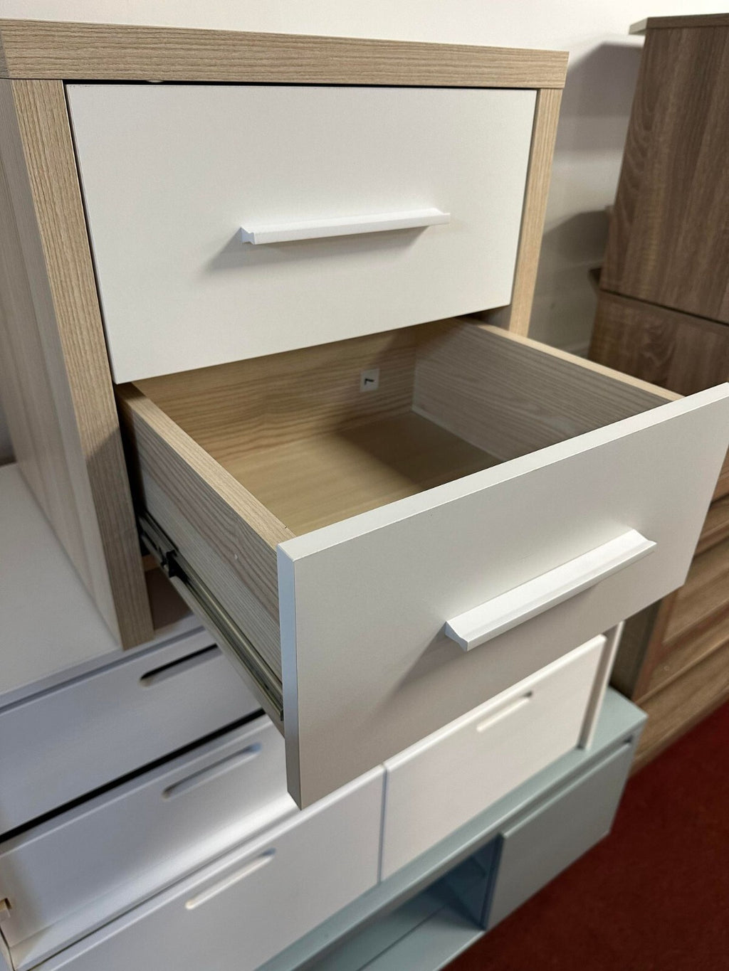 Broadway 2 Drw Bedside Table - White & Oak