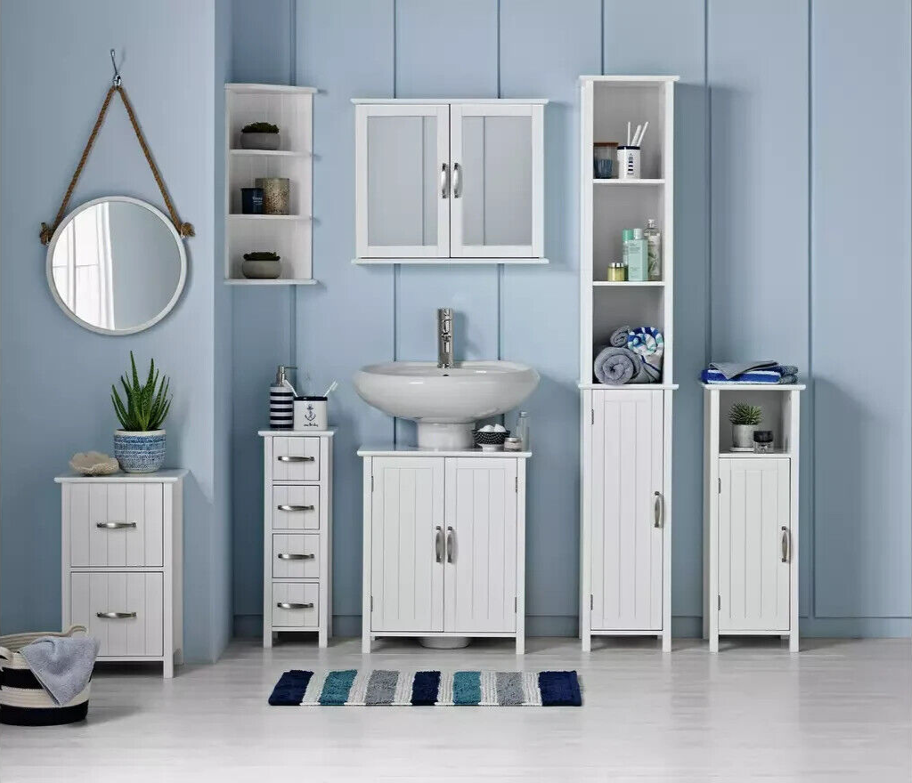 Tongue & Groove 4 Drawer Slimline Unit - White