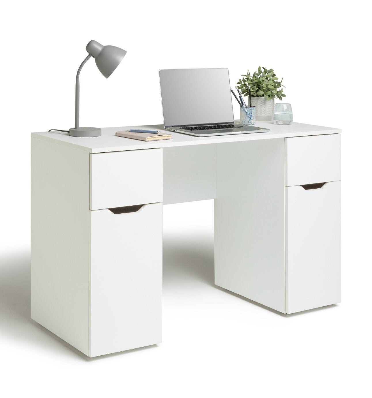 Habitat Pod Double Pedestal Desk - White | Home Office Desk with Storage Drawers