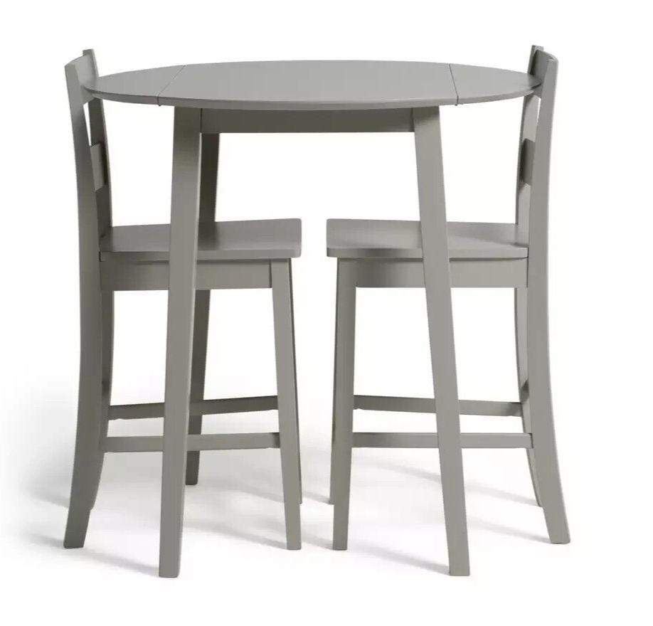 Chicago Extending Bar Table & 2 Stools - Grey