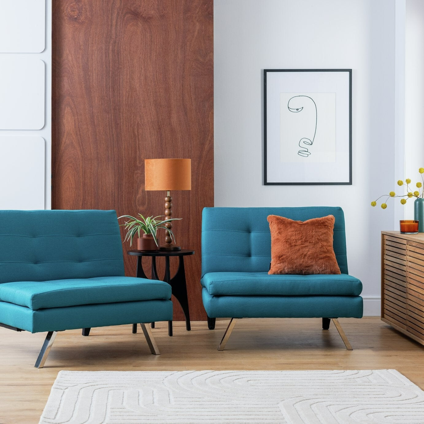 Duo Fabric Clic Clac Sofa Bed - Teal