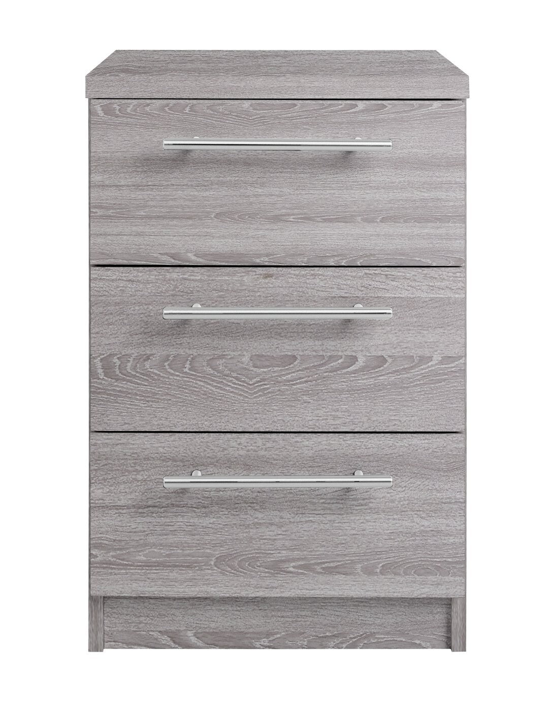 Brisbane 3 Drawer Bedside â€“ Grey Oak