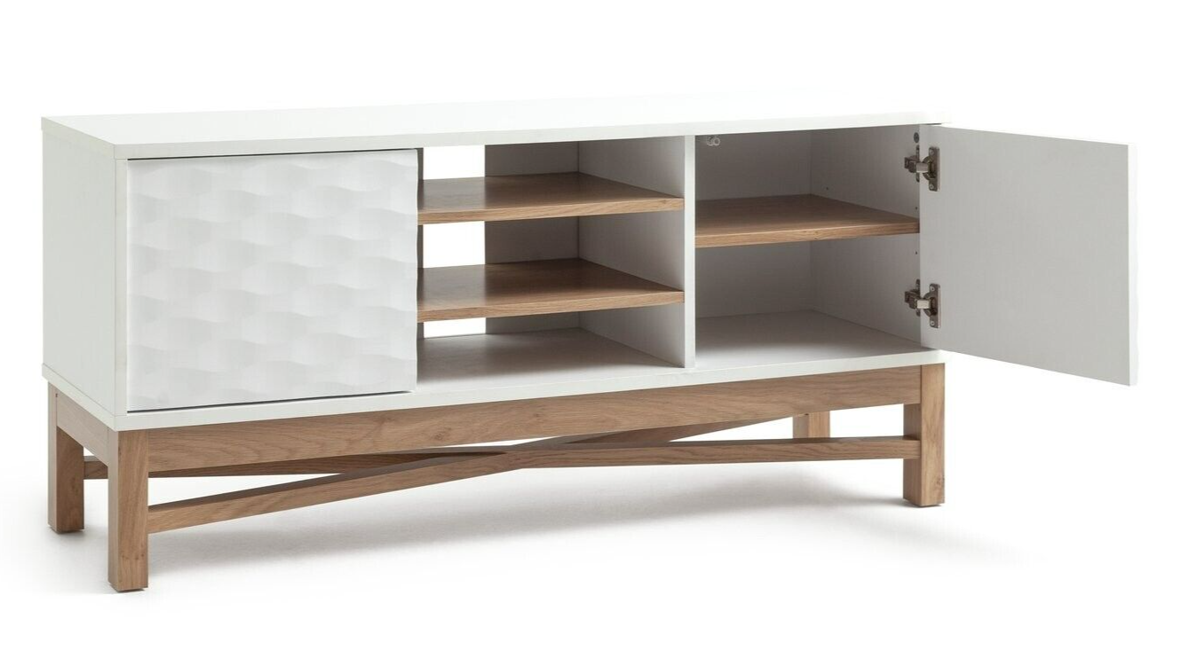 Habitat Zander Textured TV Unit - White & Oak Effect
