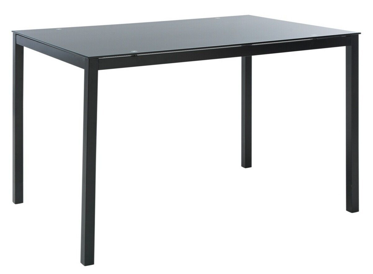 Lido Glass Dining Table 4 Chairs in Black 120cm For Kitchen or Living Room