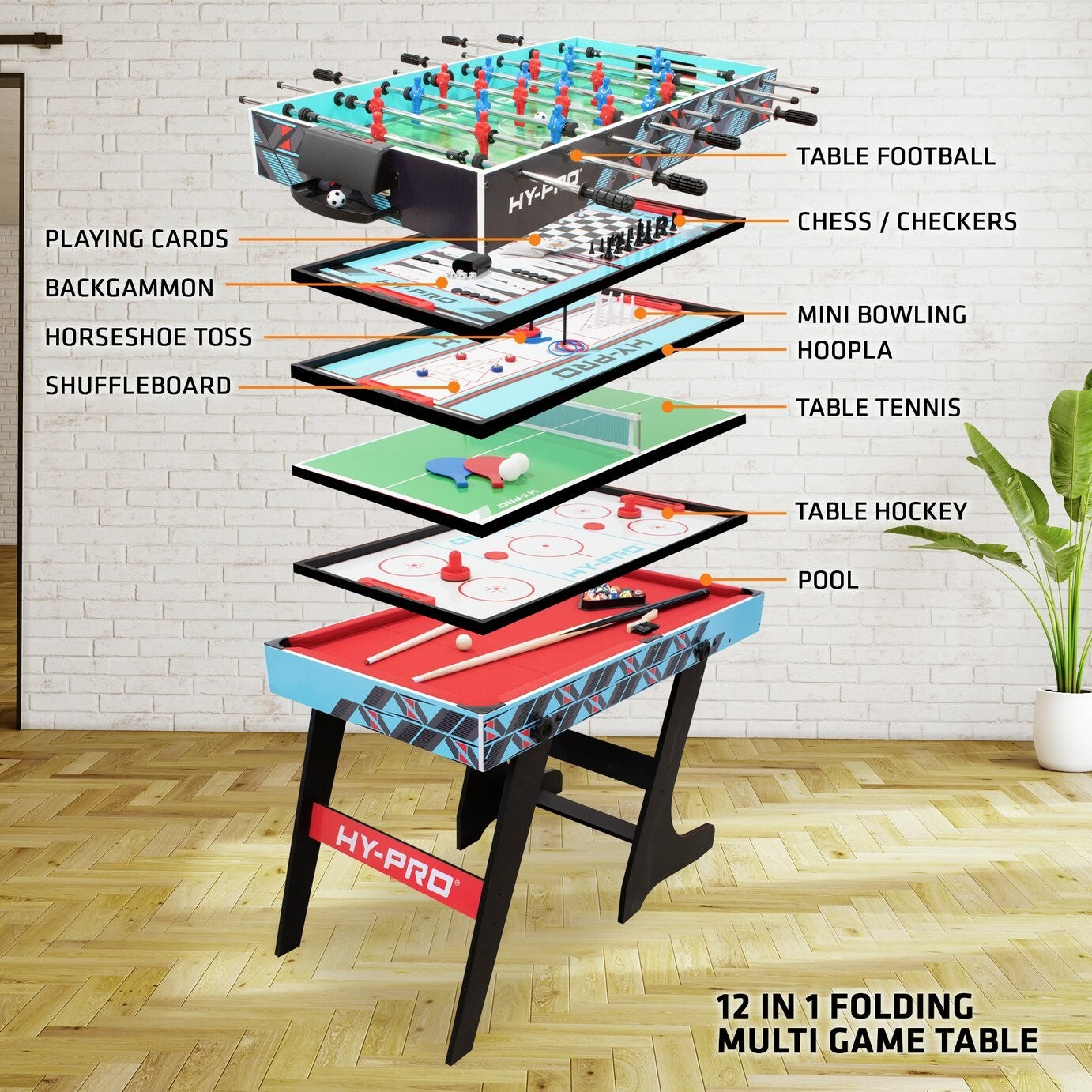 Hy-Pro 4ft 12 In 1 Folding Multi Game Table ( B Grade 35944 )