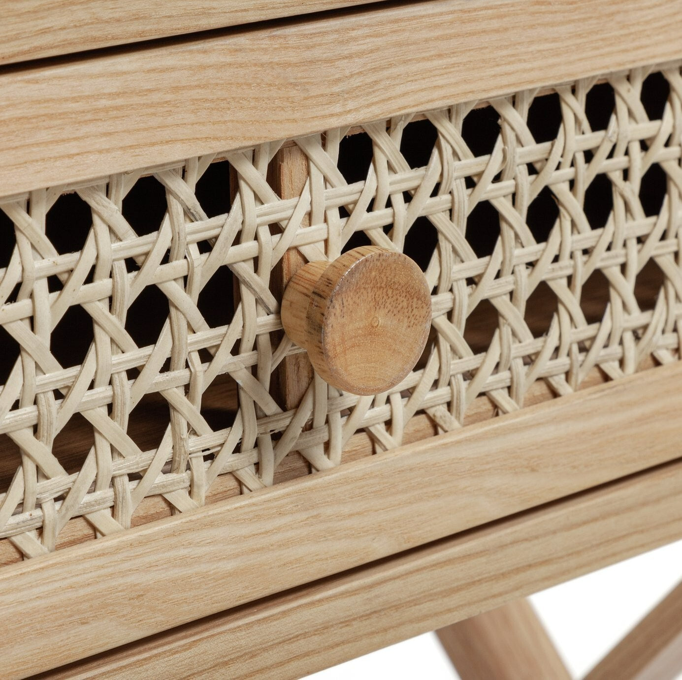 Mornington Rattan 1 Drawer Bedside Table - Oak