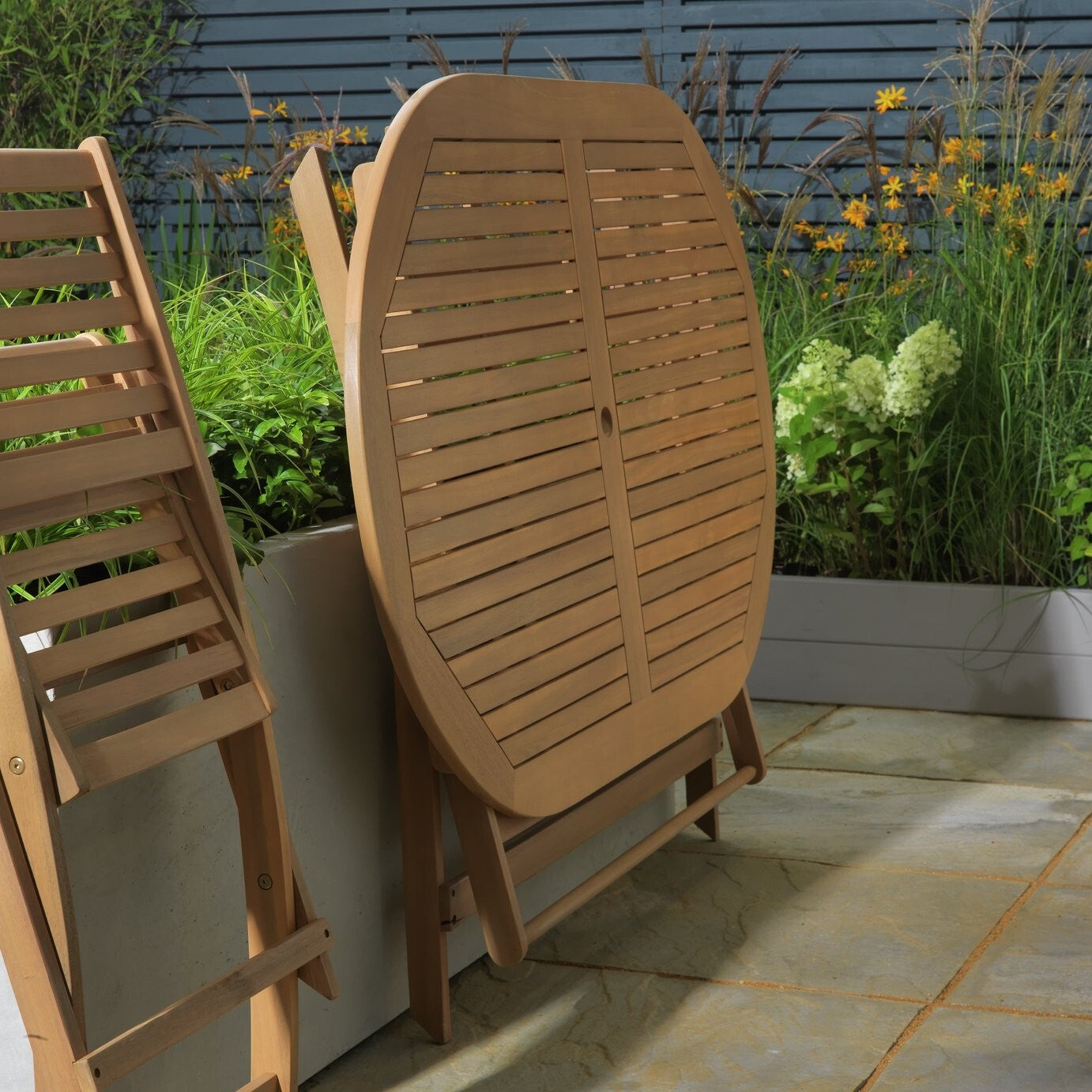 Home Newbury 6 Seater Folding Wooden Patio Set | Outdoor Garden Furniture