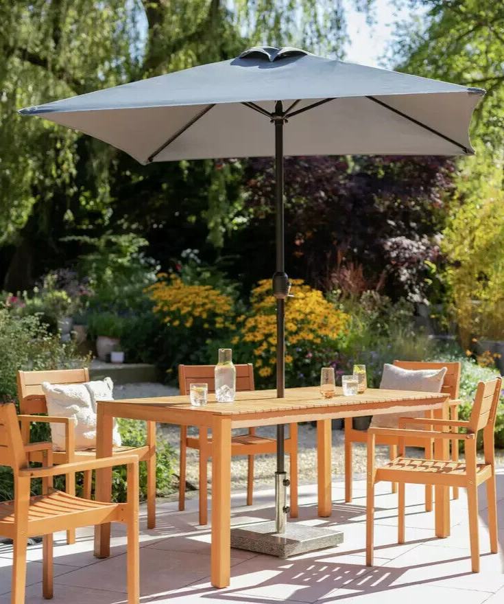 Habitat 2m Square Garden Parasol - Grey | Large Outdoor Umbrella Patio Garden