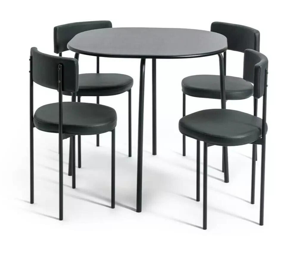 Habitat Jayla Metal Dining Table & 4 Black Chairs