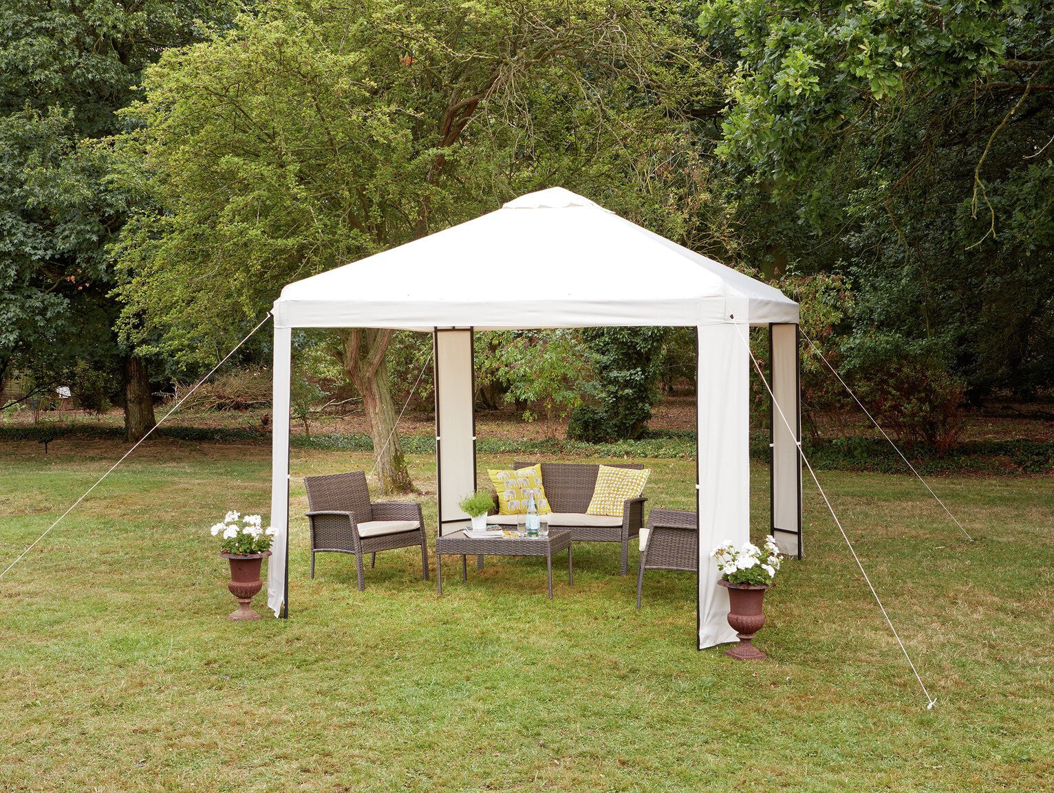 Home 3m x 3m Garden Gazebo - Cream | Cream Outdoor Gazebo Canopy Shelter Patio