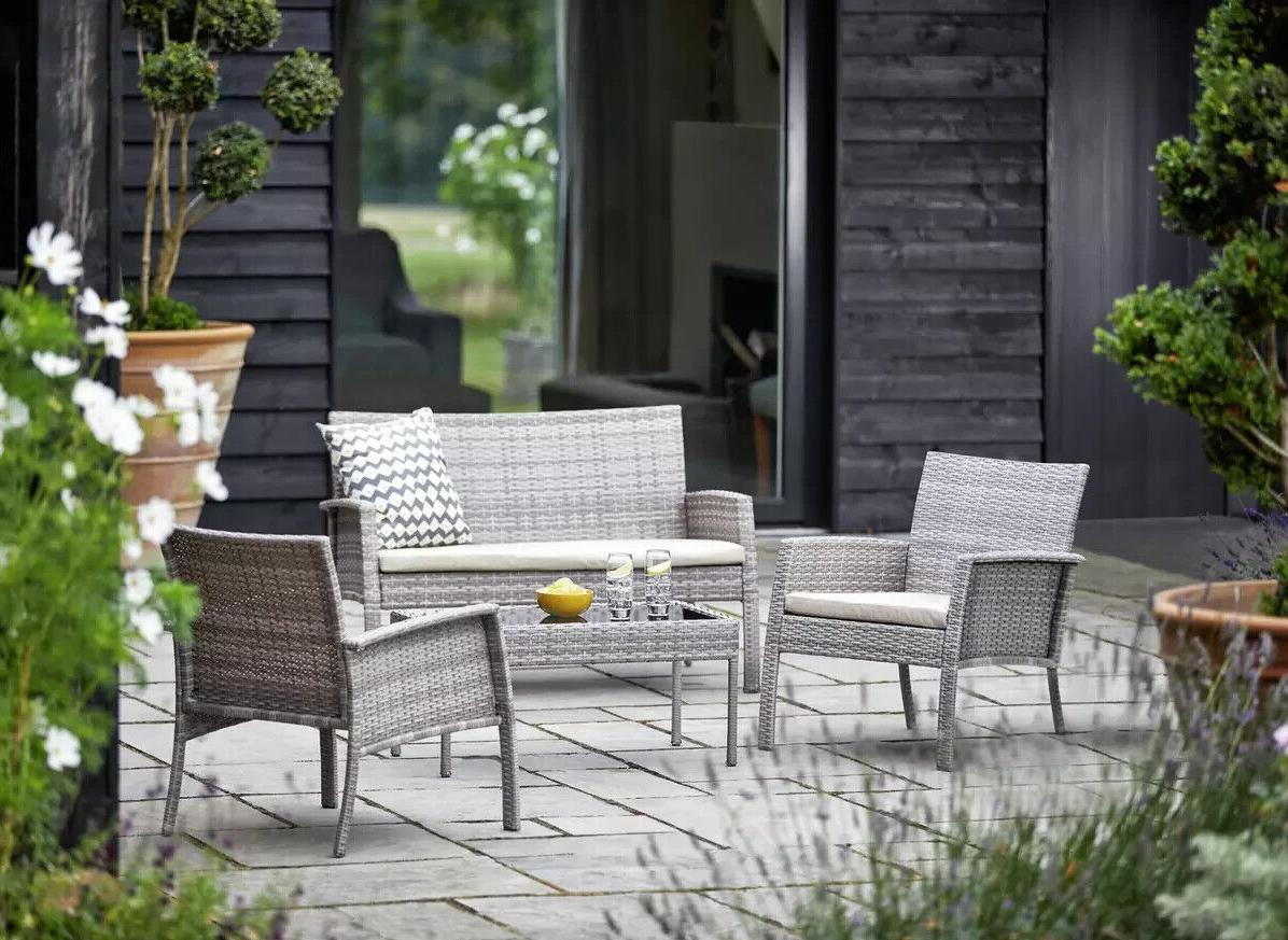 Home Lucia 4 Seater Rattan Effect Garden Sofa Set | Outdoor Patio Furniture
