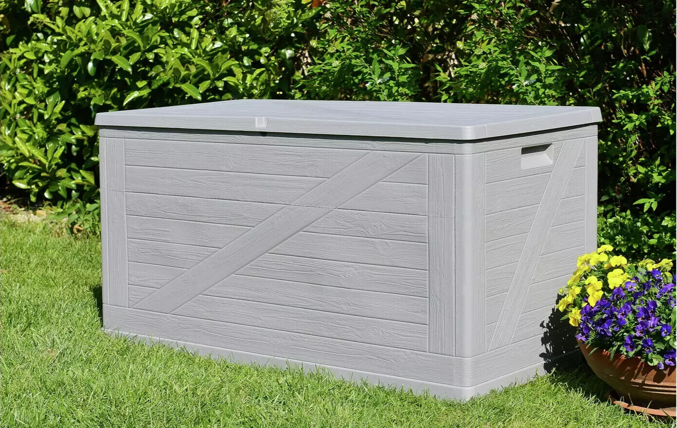 Toomax 420L Wood Effect Cushion Storage Box - Grey