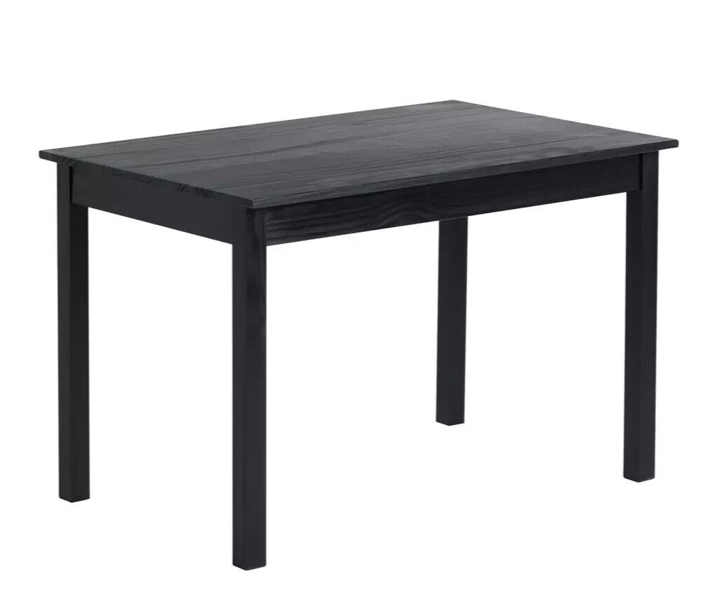 Raye Dining Table and 4 Chairs Set Wooden 118cm - Black For Dining Room Kitchen
