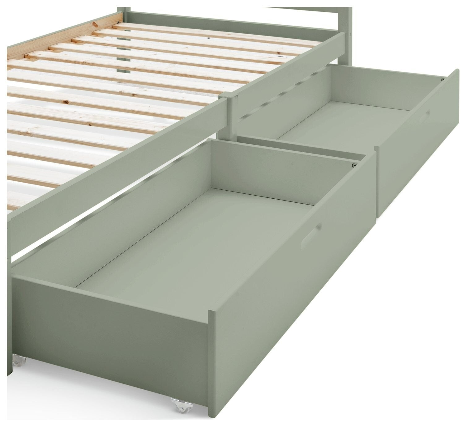 Kids Ronnie Single Bed with Drawers - Green