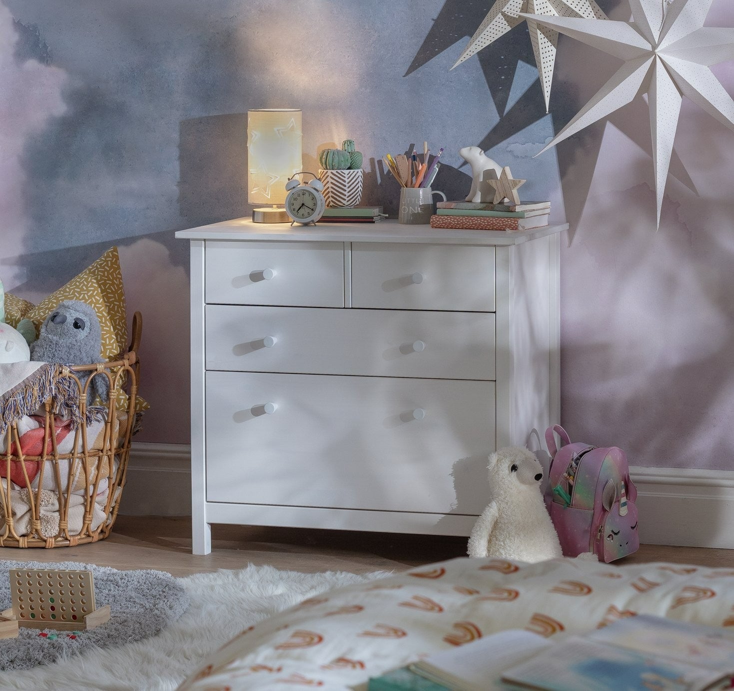 Home Kids Scandinavia 4 Chest of Drawers - White | White Kids Dresser