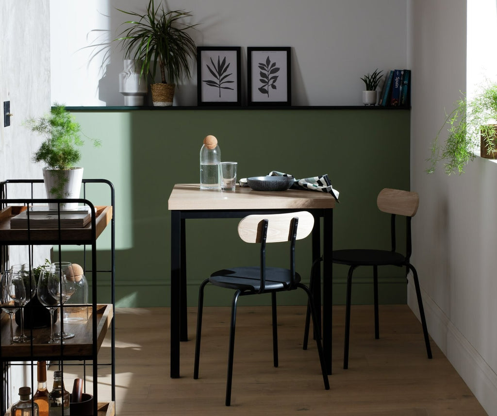 Zayn Wood Effect Dining Table & 2 Black Chairs