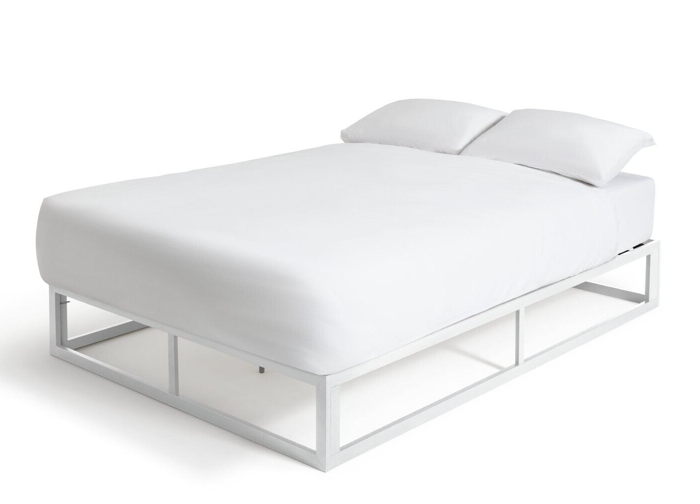 Platform Double Metal Bed Frame - White