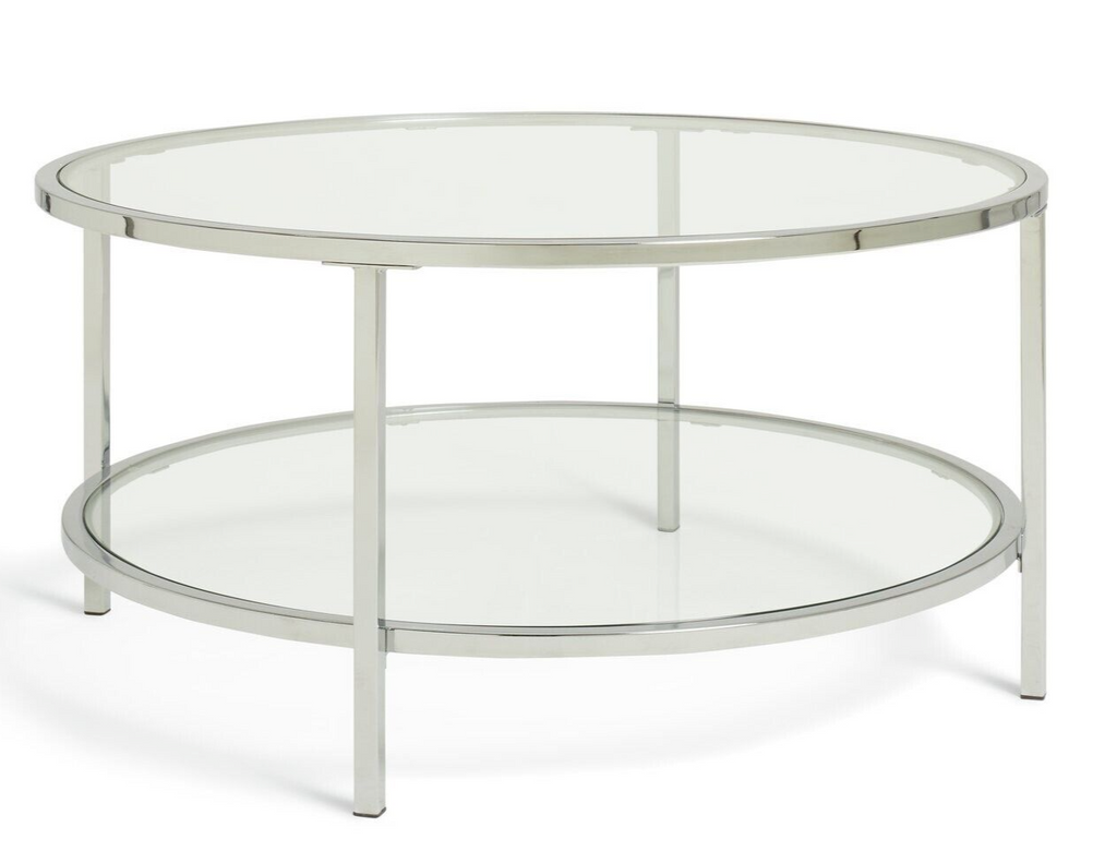 Habitat Home Boutique Round Coffee Table - Silver | Glass Top Modern Living Room