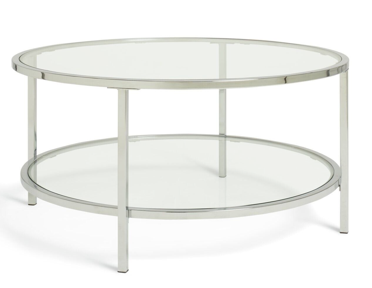 Habitat Home Boutique Round Coffee Table - Silver | Glass Top Modern Living Room