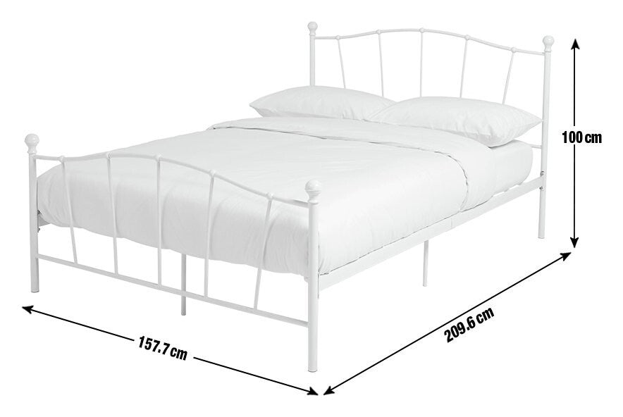 Home Fleur Kingsize Metal Bed Frame - White | Sturdy Durable Mattress Support