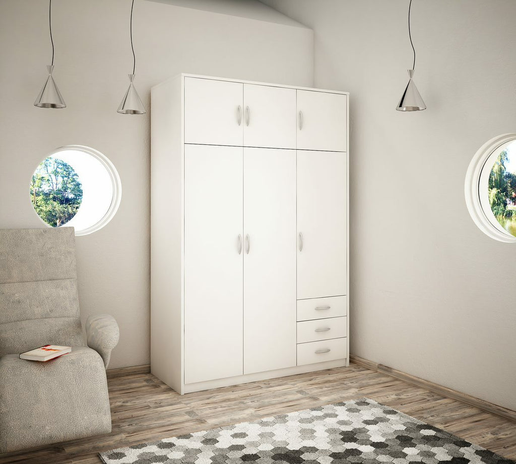 Wiktoria 3 Door 3 Drawer 3 Cupboard Wardrobe - White