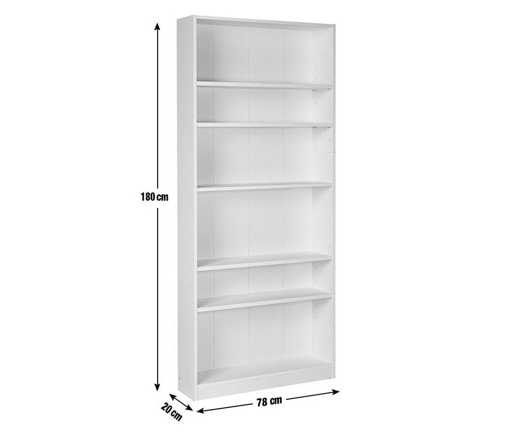 Maine 6 Shelf Bookcase - Shelving Storage Unit Display Cabinet - Oak Effect