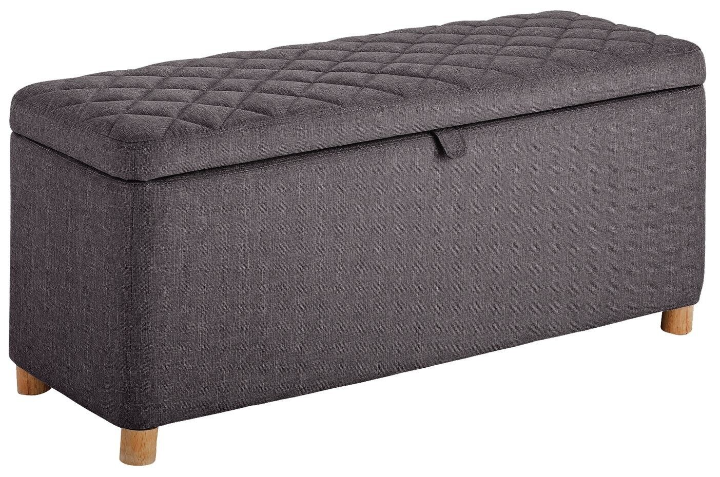 Habitat James Large Fabric Ottoman - Grey Chesterfield Ottoman Footstool Bench