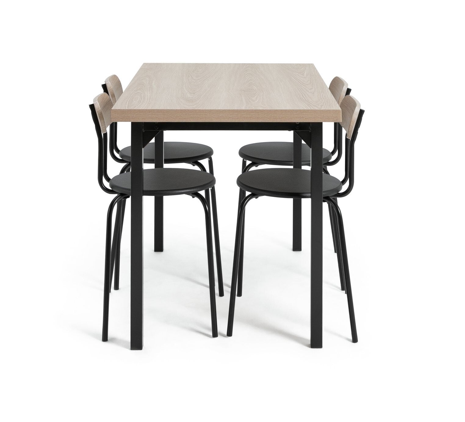 Habitat Zayn Wood Effect Dining Table & 4 Black Chairs | Modern Kitchen Dining